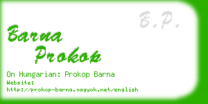 barna prokop business card